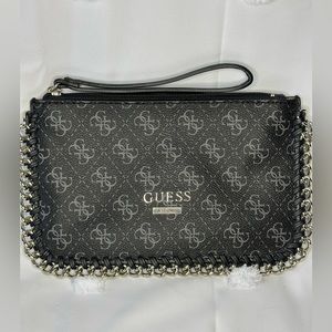 NWOT Guess Black Monogram Chain Wristlet